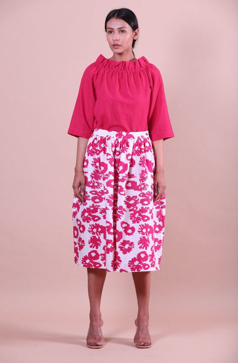 Kanelle-Pink Bloom Skirt-INDIASPOPUP.COM