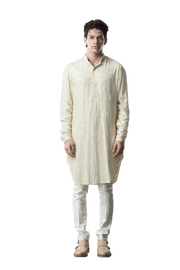 Kunal Rawal-Lemon Yellow Kashmiri Kurta-INDIASPOPUP.COM
