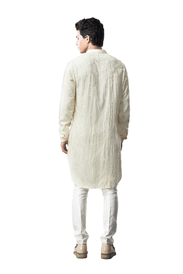 Kunal Rawal-Lemon Yellow Kashmiri Kurta-INDIASPOPUP.COM