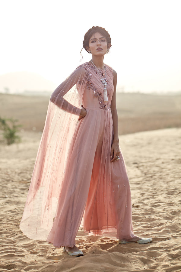 K-Anshika - Pink Embroidered Jumpsuit - INDIASPOPUP.COM