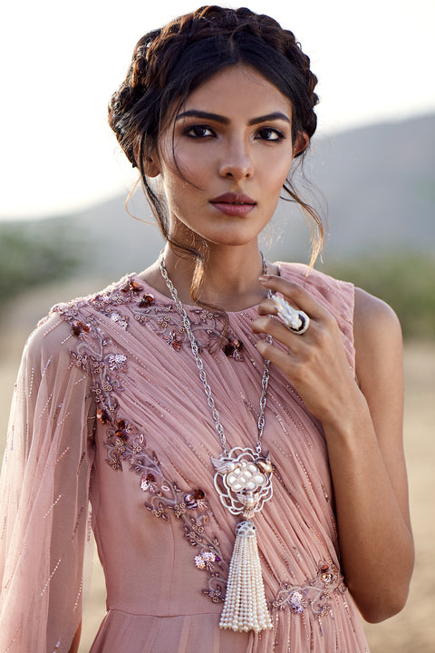 K-Anshika - Pink Embroidered Jumpsuit - INDIASPOPUP.COM