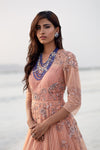 K-Anshika - Peach Embellished Asymmetrical Gown - INDIASPOPUP.COM