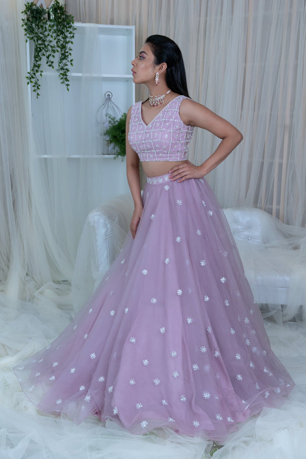Varun Chakkilam-Lilac Lehanga With Blouse & Duppatta-INDIASPOPUP.COM