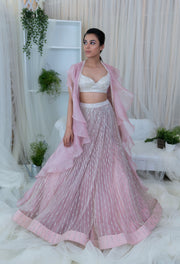 Varun Chakkilam-Onion Pink Bustier & Embroidered Lehenga Set-INDIASPOPUP.COM