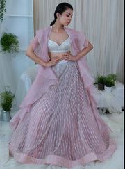 Varun Chakkilam-Onion Pink Bustier & Embroidered Lehenga Set-INDIASPOPUP.COM