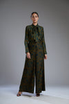 Koai-Green Floral Mugga Silk Pants-INDIASPOPUP.COM