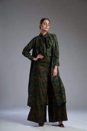 Koai-Green & Beige Floral Printed Cover Jacket-INDIASPOPUP.COM