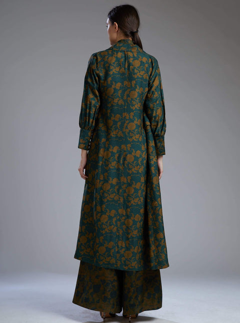 Koai-Green & Beige Floral Printed Cover Jacket-INDIASPOPUP.COM