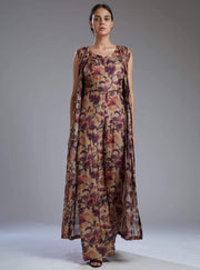 Koai-Multicolor Dabu Floral Crinkled Cape-INDIASPOPUP.COM