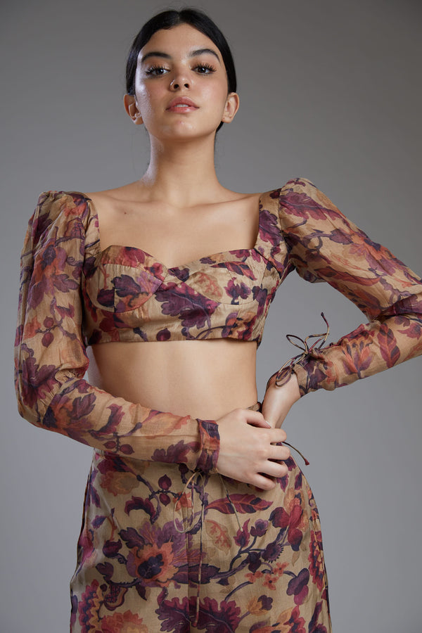 Koai-Multicolor Dabu Floral Bustier-INDIASPOPUP.COM