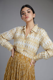 Koai-Yellow & Mustard Zig Zig Shirt-INDIASPOPUP.COM