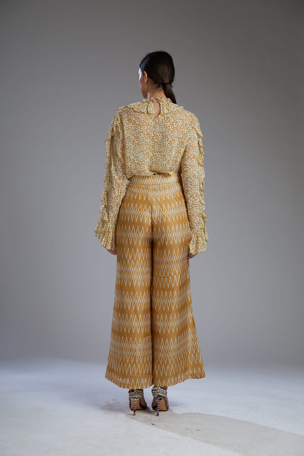 Koai-Yellow & Mustard Zig Zag Pants-INDIASPOPUP.COM