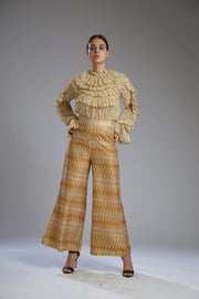 Koai-Yellow & Mustard Zig Zag Pants-INDIASPOPUP.COM
