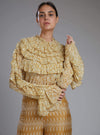 Koai-Yellow & Cream Floral Frill Top-INDIASPOPUP.COM