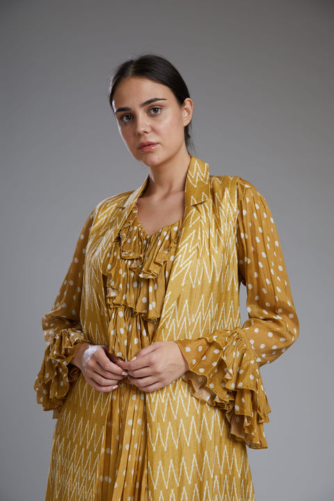 Koai-Mustard With White Zig Zag Cover-INDIASPOPUP.COM