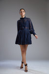 Koai-Blue & Brown Frill Collar Shirt-INDIASPOPUP.COM