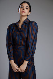 Koai-Blue & Brown Stripe Shirt-INDIASPOPUP.COM