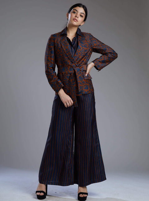 Koai-Brown & Blue Stripe Pants-INDIASPOPUP.COM