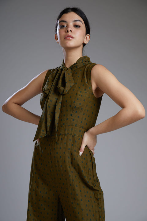 Koai-Leaf Green Jumpsuit-INDIASPOPUP.COM