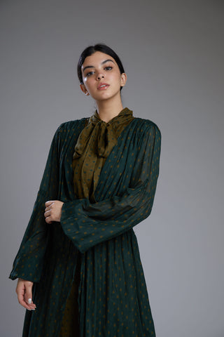 Koai-Dark Green Pleated Cape-INDIASPOPUP.COM