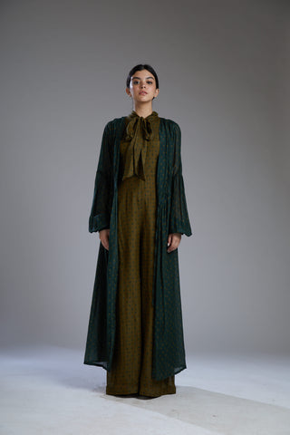 Koai-Dark Green Pleated Cape-INDIASPOPUP.COM