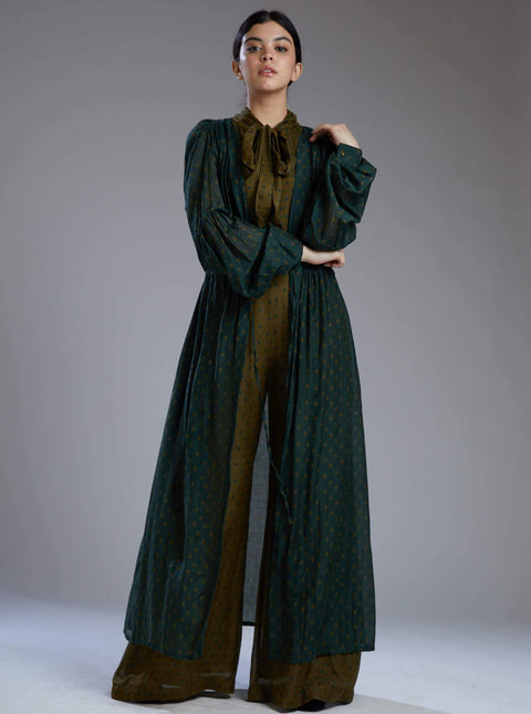 Koai-Dark Green Pleated Cape-INDIASPOPUP.COM