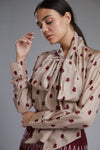 Koai-Maroon & Beige Bow Top-INDIASPOPUP.COM