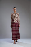 Koai-Maroon & Beige Zig Zag Pants-INDIASPOPUP.COM