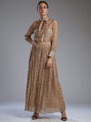 Koai-Grey & Brown Diamond Crinkled Pants-INDIASPOPUP.COM