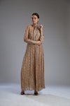 Koai-Grey & Brown Diamond Crinkled Pants-INDIASPOPUP.COM