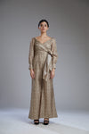Koai-Grey & Brown Diamond Wrap Jumpsuit-INDIASPOPUP.COM