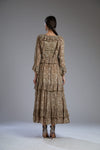 Koai-Grey & Brown Floral Frill Dress-INDIASPOPUP.COM
