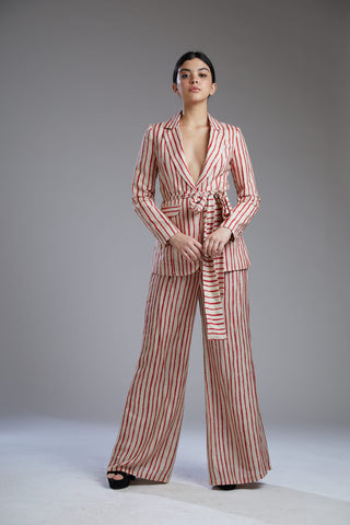 Koai-Red & White Striped Coat-INDIASPOPUP.COM