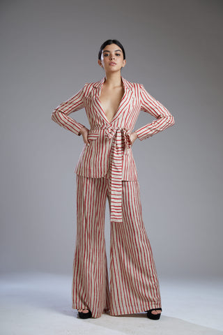 Koai-Red & White Striped Coat-INDIASPOPUP.COM