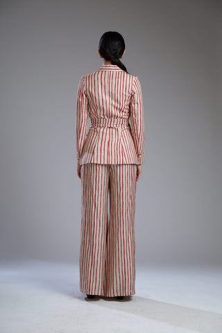 Koai-Red & White Striped Coat-INDIASPOPUP.COM