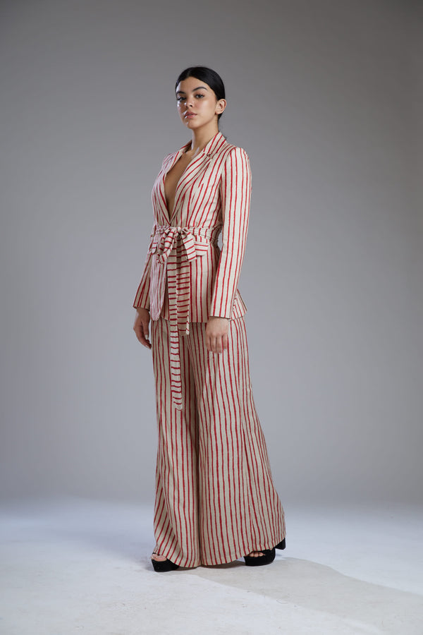 Koai-Red & White Striped Pants-INDIASPOPUP.COM