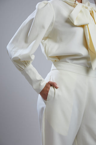 Koai-White Crepe Bow Top-INDIASPOPUP.COM