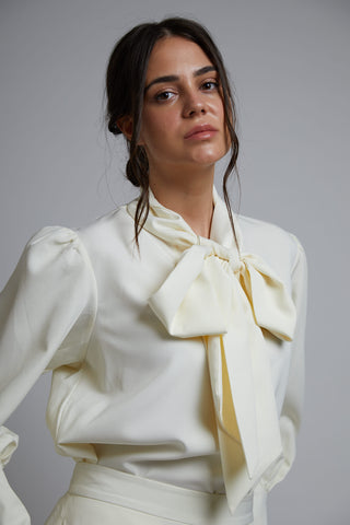 Koai-White Crepe Bow Top-INDIASPOPUP.COM