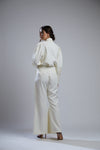 Koai-White Crepe Bell Bottom Pants-INDIASPOPUP.COM