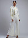 Koai-White Crepe Bell Bottom Pants-INDIASPOPUP.COM