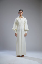 Koai-White Crepe Shirt Jumpsuit-INDIASPOPUP.COM