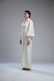 Koai-White Crepe Shirt Jumpsuit-INDIASPOPUP.COM