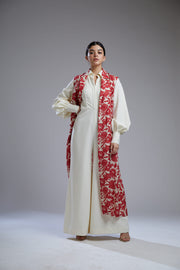 Koai-Red & White Floral Cape-INDIASPOPUP.COM