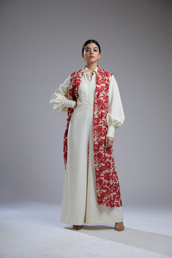 Koai-Red & White Floral Cape-INDIASPOPUP.COM