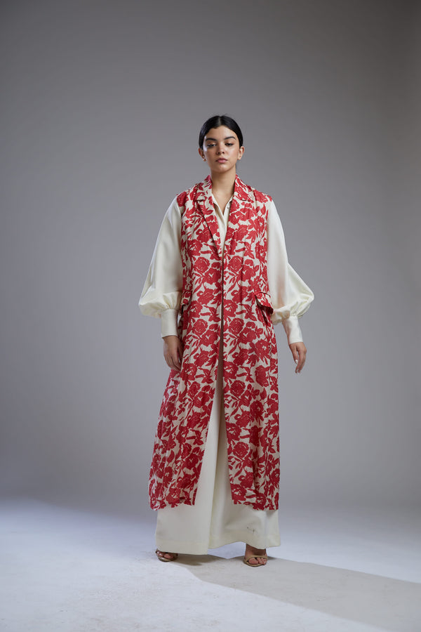 Koai-Red & White Floral Cape-INDIASPOPUP.COM