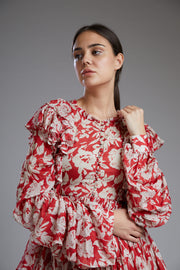 Koai-Red & White Floral Dress-INDIASPOPUP.COM