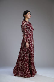 Koai-Maroon & White Long Dress-INDIASPOPUP.COM