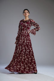 Koai-Maroon & White Long Dress-INDIASPOPUP.COM
