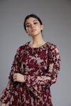 Koai-Maroon & White Long Dress-INDIASPOPUP.COM