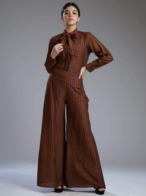 Koai-Orange & Blue Striped Pants-INDIASPOPUP.COM
